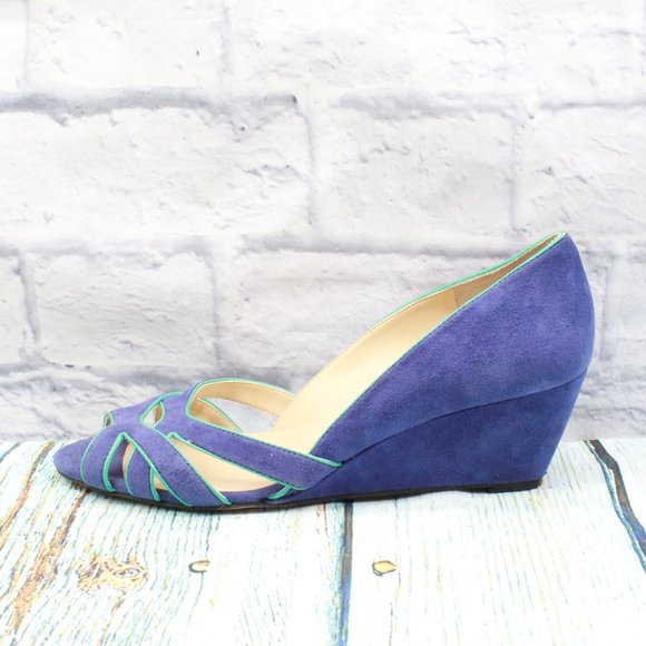 Sole Society Shoes - SOLE SOCIETY So Danna Blue Suede Open-toe Wedge Sandals Size 9 B